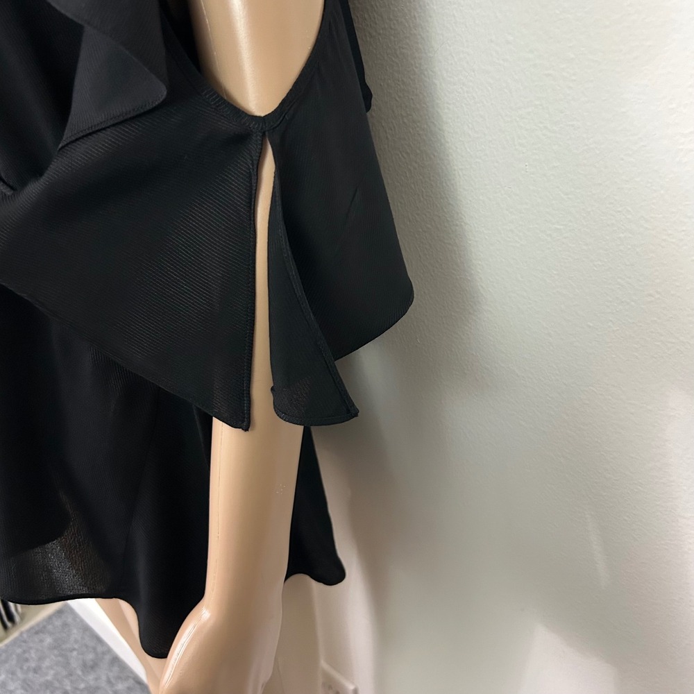 L'AGENCE Desiraya B Sennia Black Cold‎ Shoulder Ruffle Blouse Keyhole Top S NEW - Picture 10 of 10